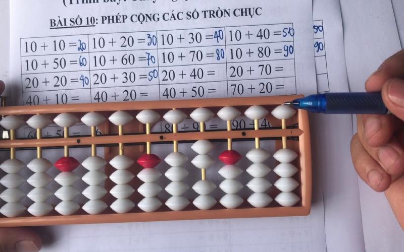 Simple addition on soroban abacus